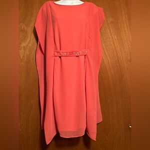 Simply Vera Vera Wang Shift Dress Pink Chiffon M Embellished Rhinestone Belt
